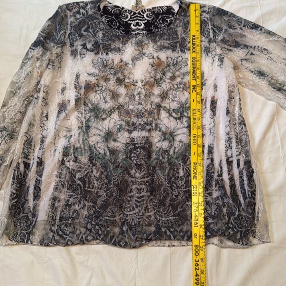 Vintage Brittany Black lace blouse womens size 3xl black white whimsigoth fairy - Picture 8 of 9